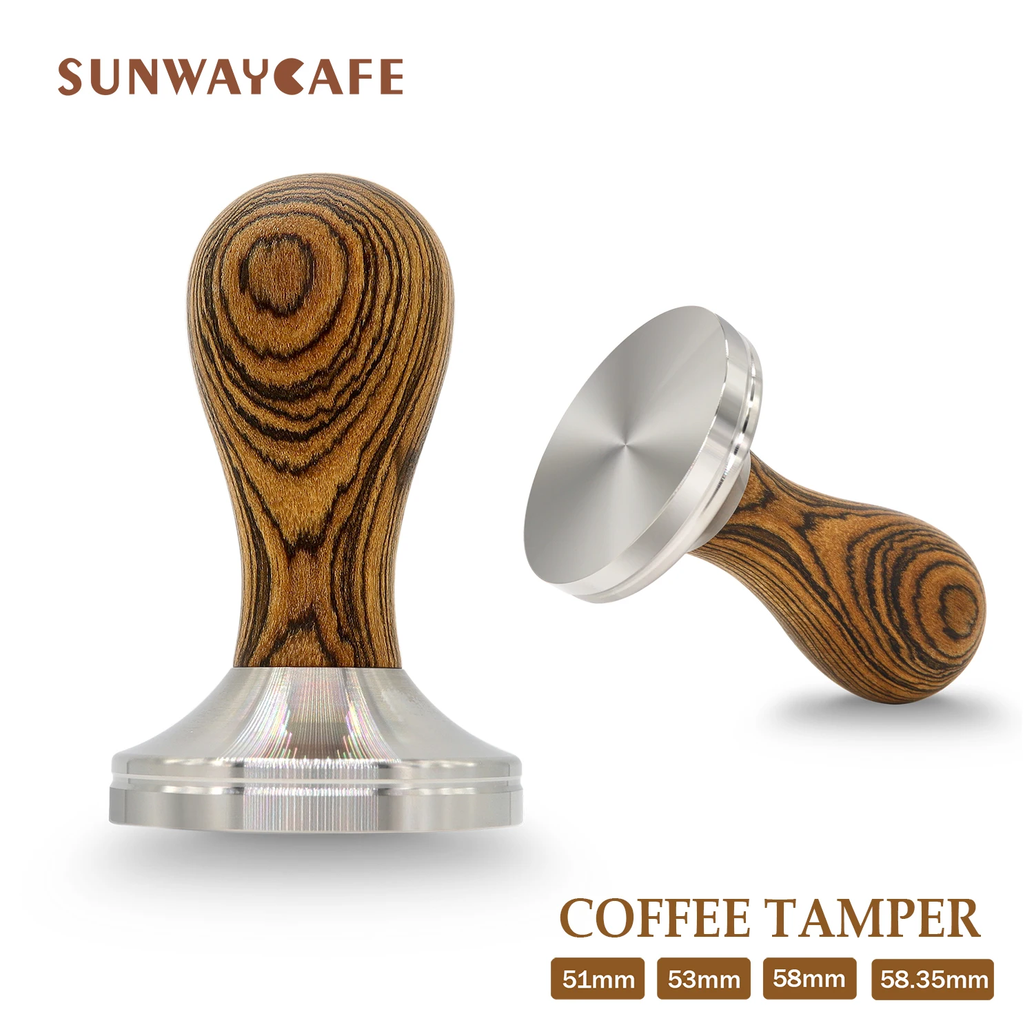 51/53/54/58/58.35mm Coffee Tamper Golden Sandalwood Handle 304Stainless Steel Coffee Powder Hammer Espresso Cafe Tools Barista