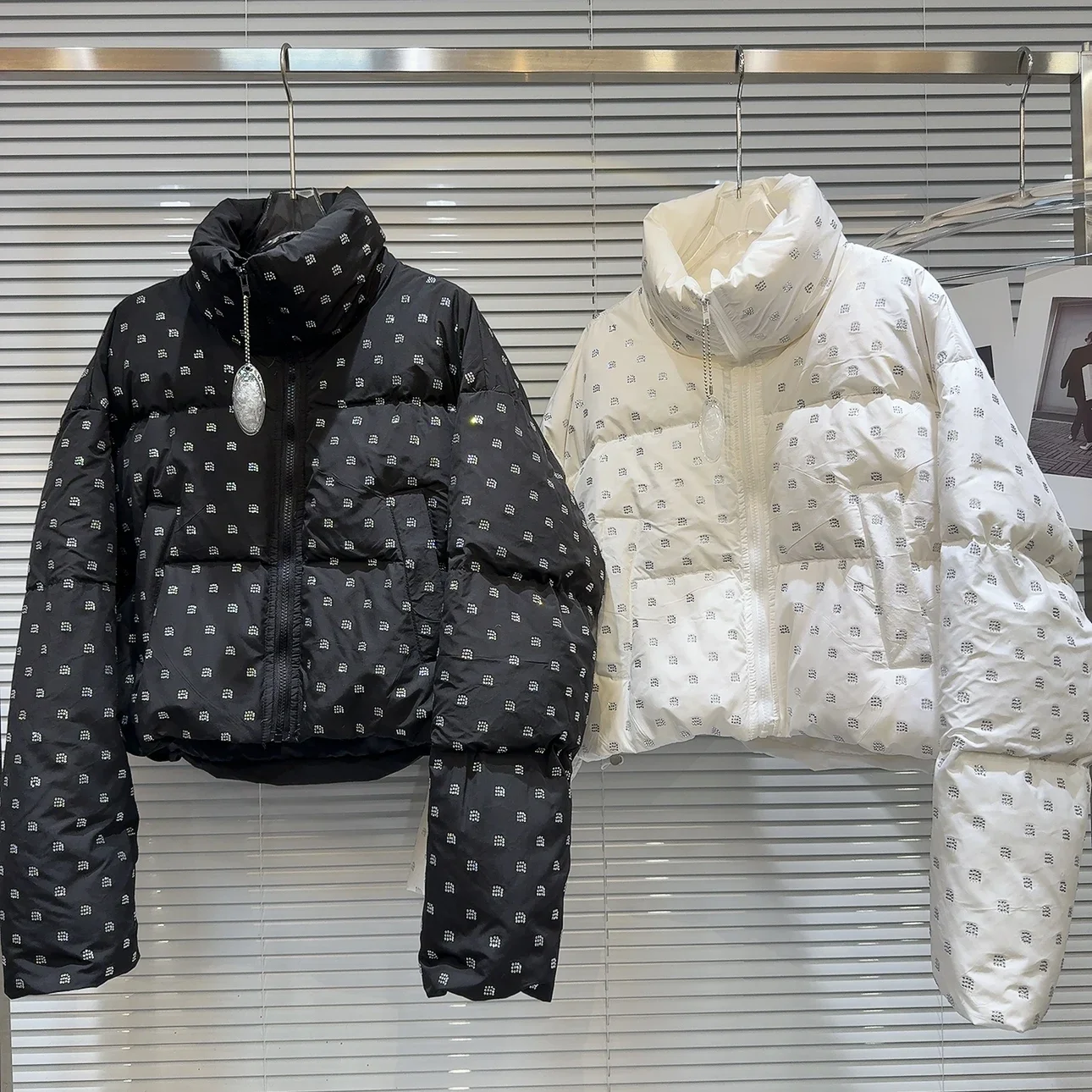 Cheio de diamante quente broca feminina parkas outono inverno gola tempero meninas pão casaco quente streetwear 90% pato branco para baixo jaqueta