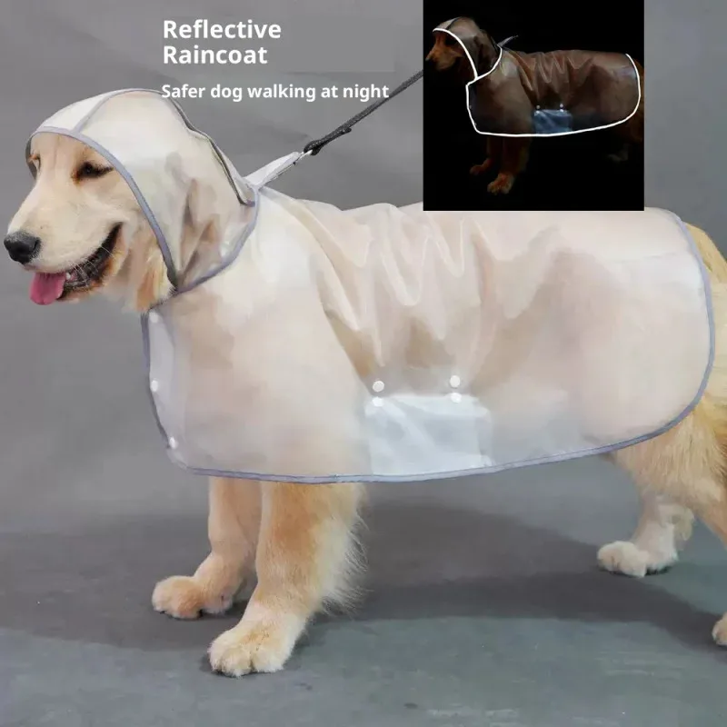 

Reflective Dog Raincoat - Transparent Waterproof Pet Rainwear with Adjustable Hood, All-Size Breathable Design (CE Certified)​