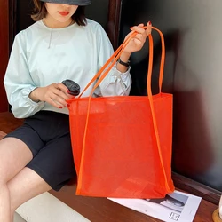 Women Mesh Beach Travel Shoulder Bag Large Capacity Casual Totes for Holding Toys Grocery Picnic Ladies Handbag Shopping Bag