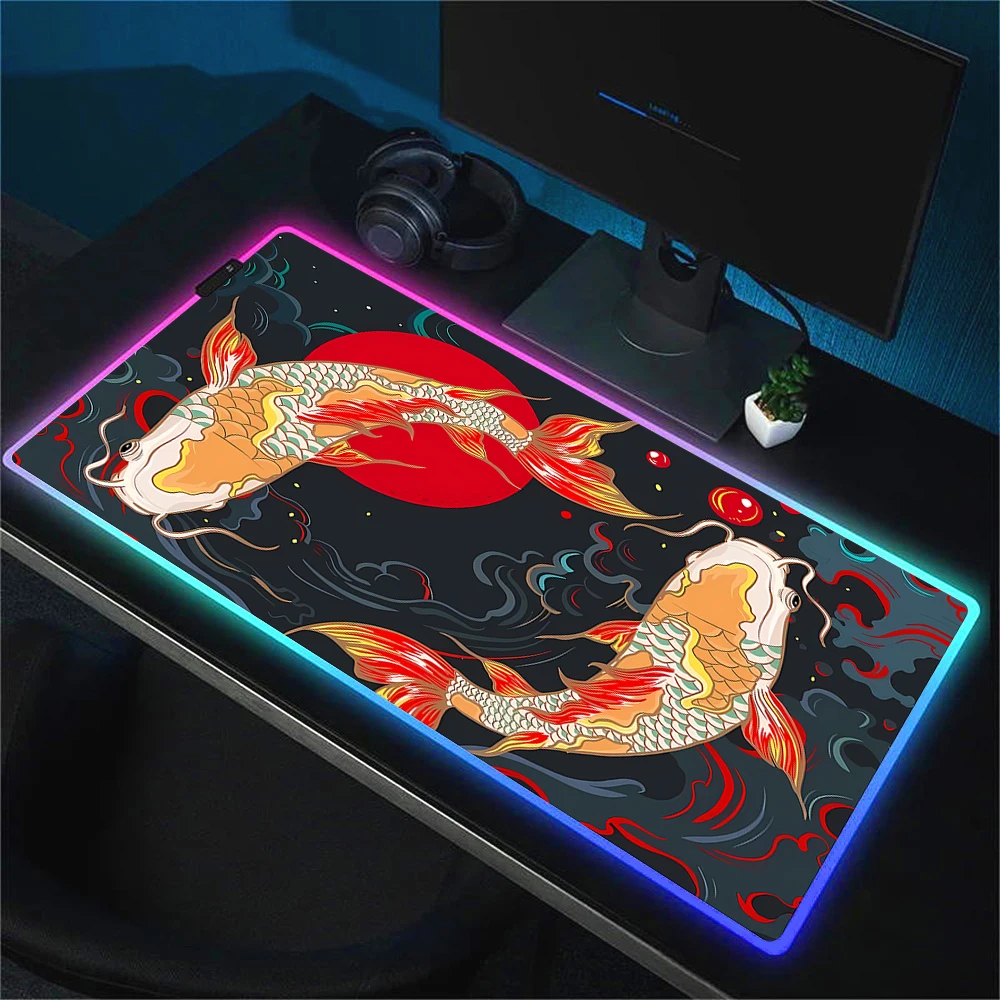 Xxl Fish Cool Mouse Pad 90x40 Office Desk Accessories Gaming Keyboard Desktops Mat Pc Gamer Rgb Mousepad Keyboard Extended Mats