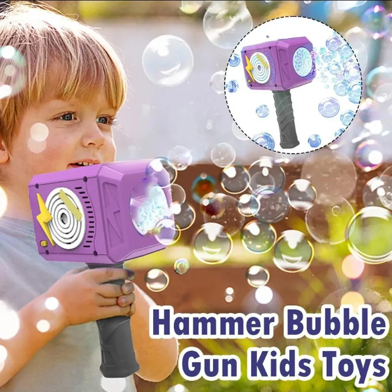 Bubble Hammer Toy Bubble Wand Toy with Light and Music Interactive Bubble Blower 2024 Bubble Gun Toy