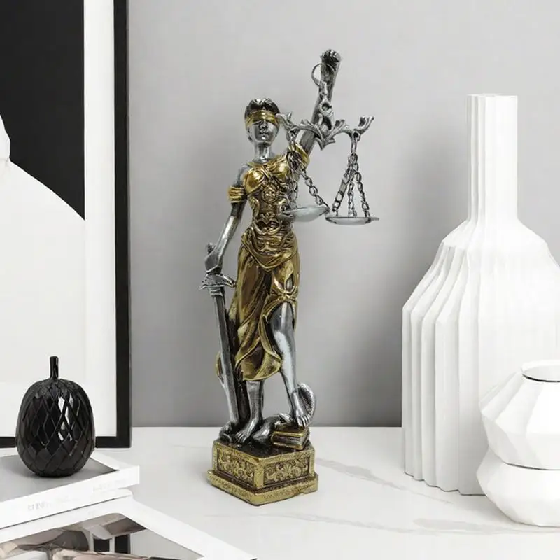 Resin Imitation Copper Goddess of Justice Ornaments Retro Home Decoration Desk Ornaments European Style Creative Living Decor