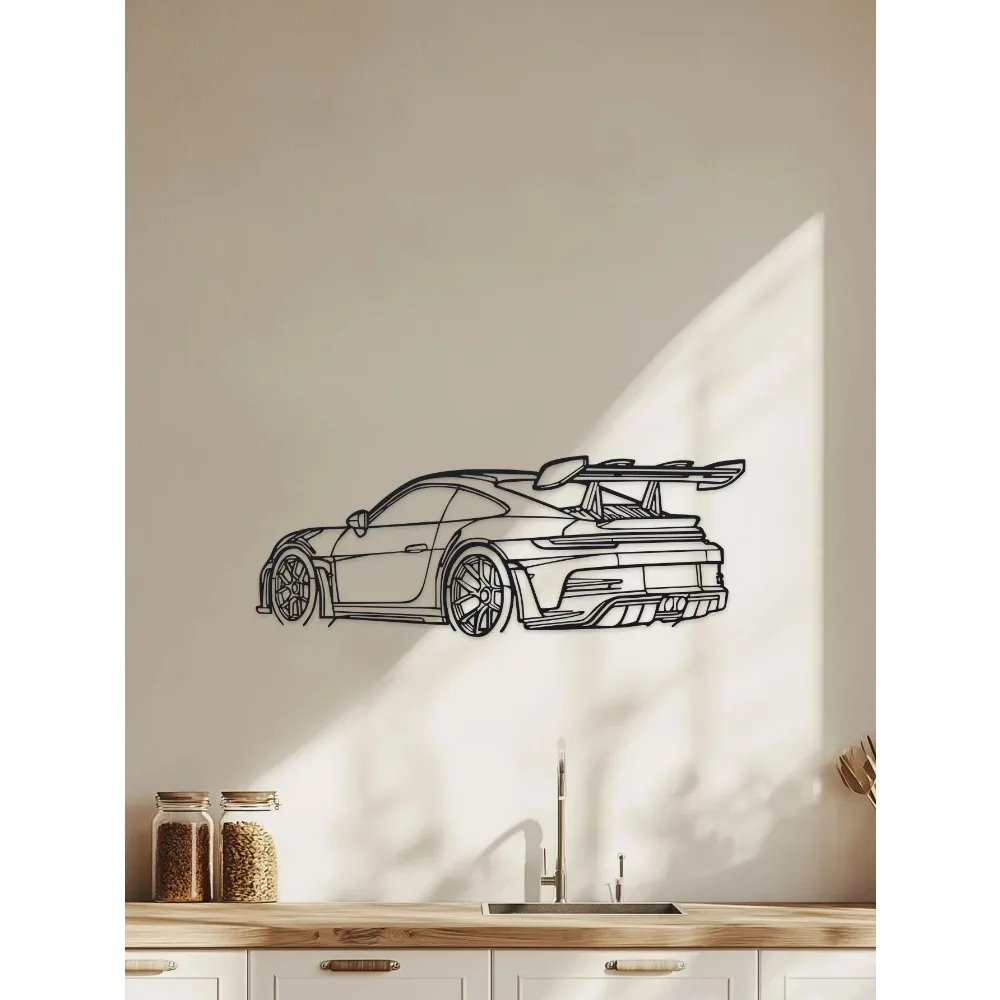 1pc Supercar Metal Wall Art - Modern Iron Decor Sign, Dynamic Racing Car Outline Sculpture, Perfect for Car Enthusiasts