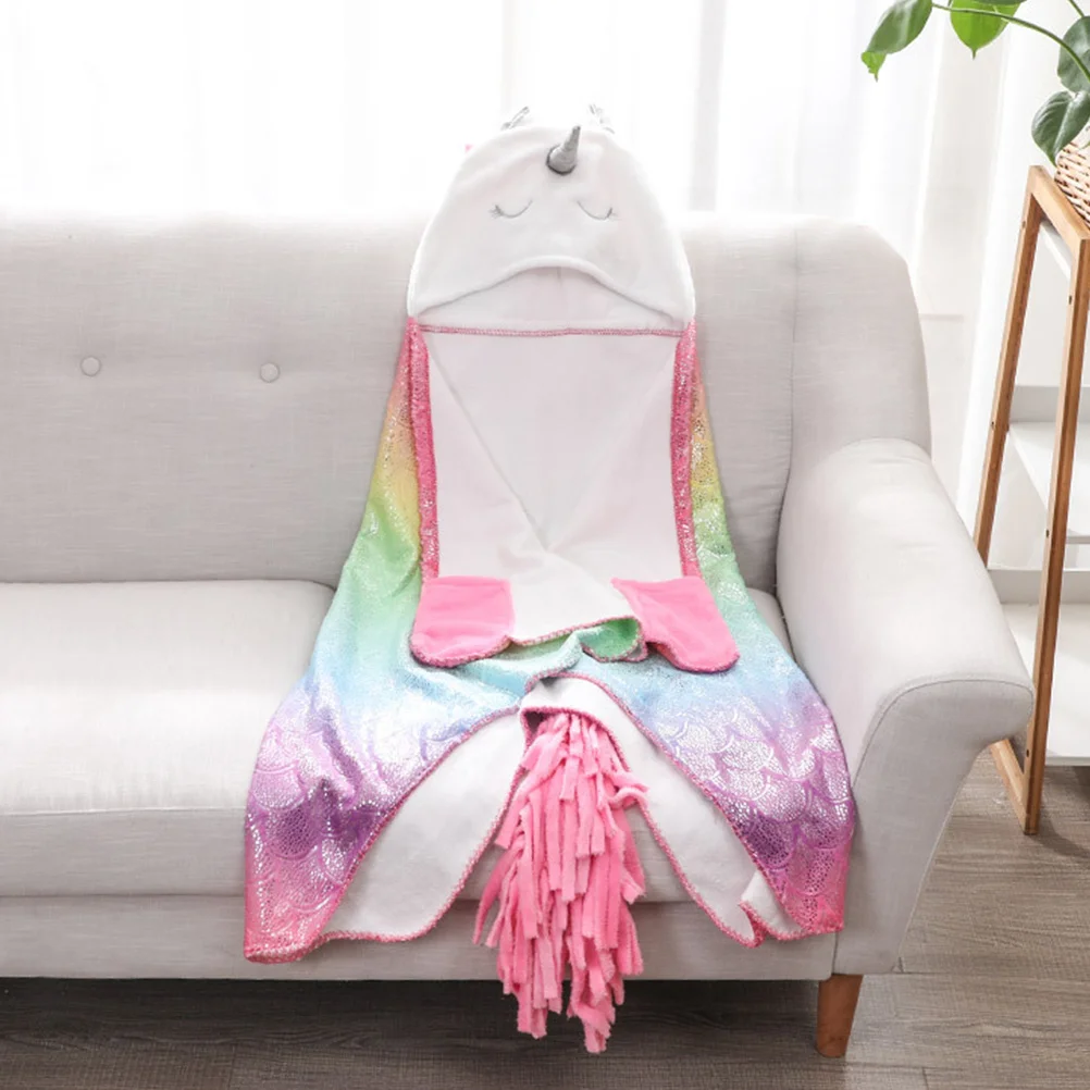 1 قطعة الفانيلا الدافئة الرأس الملونة يونيكورن شال الساخن ختم بطانية ديكور الحفلات مريحة متعددة الوظائف #1