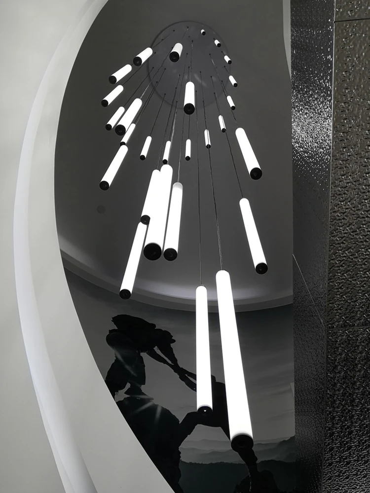 Imagem -06 - Nordic Modern Minimalista Hollow Staircase Chandelier Long Chandelier Rotating Villa Iluminação Escada Criativa Loft Duplex Building