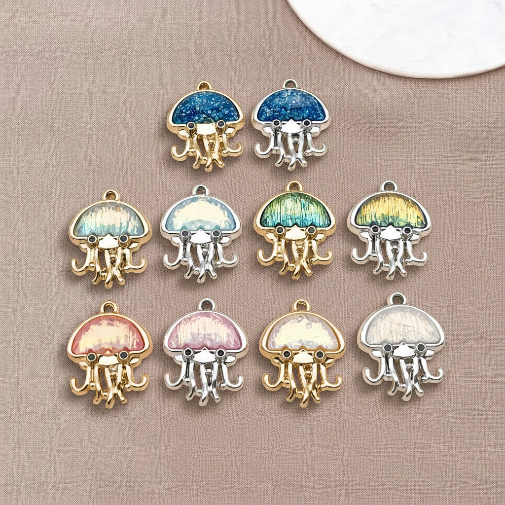5/10pcs Marine Creatures Jellyfish Enamel Pendant Used For DIY Handmade Necklace Bracelet Earrings And Jewelry Making Accessorie