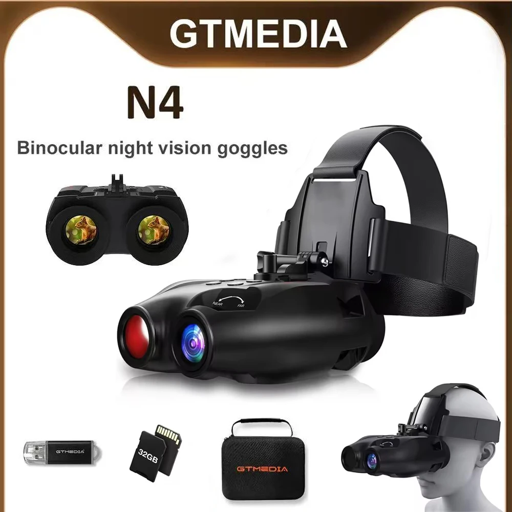 GTMEDIA N4 Night Vision Binoculars, 300m IR, 1080P HD 5X Zoom, 7-Level Adjustable, Use Photo and Video, Day/Night Hunting Wildli