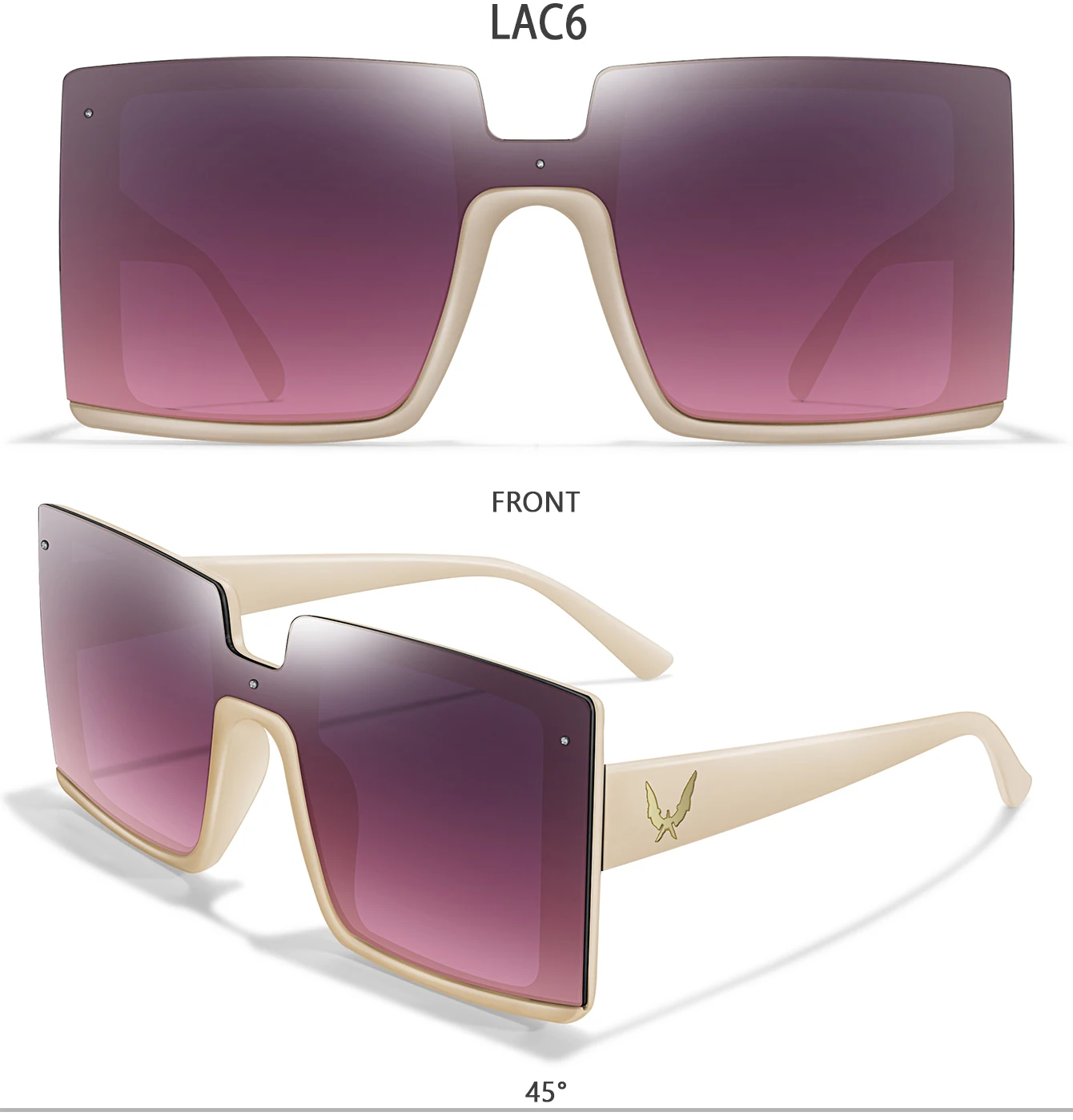 Modische quadratische Sonnenbrille für Damen, große, trendige Sonnenbrille für den täglichen Gebrauch, Einkaufen, Selfie, Party, Reisen, Strand – ohne Box – Detail 9