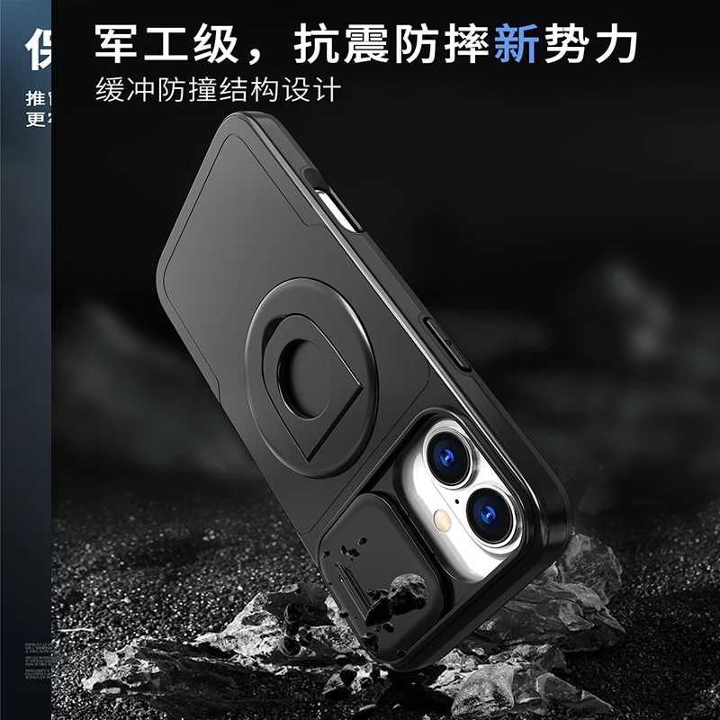 360 ° Rotation Bracket Push Window Protection Lens Magnetic Charge Mobile Phone Case For APPLE iPhone 16 15 14 13 Pro Max 15Pro image 6
