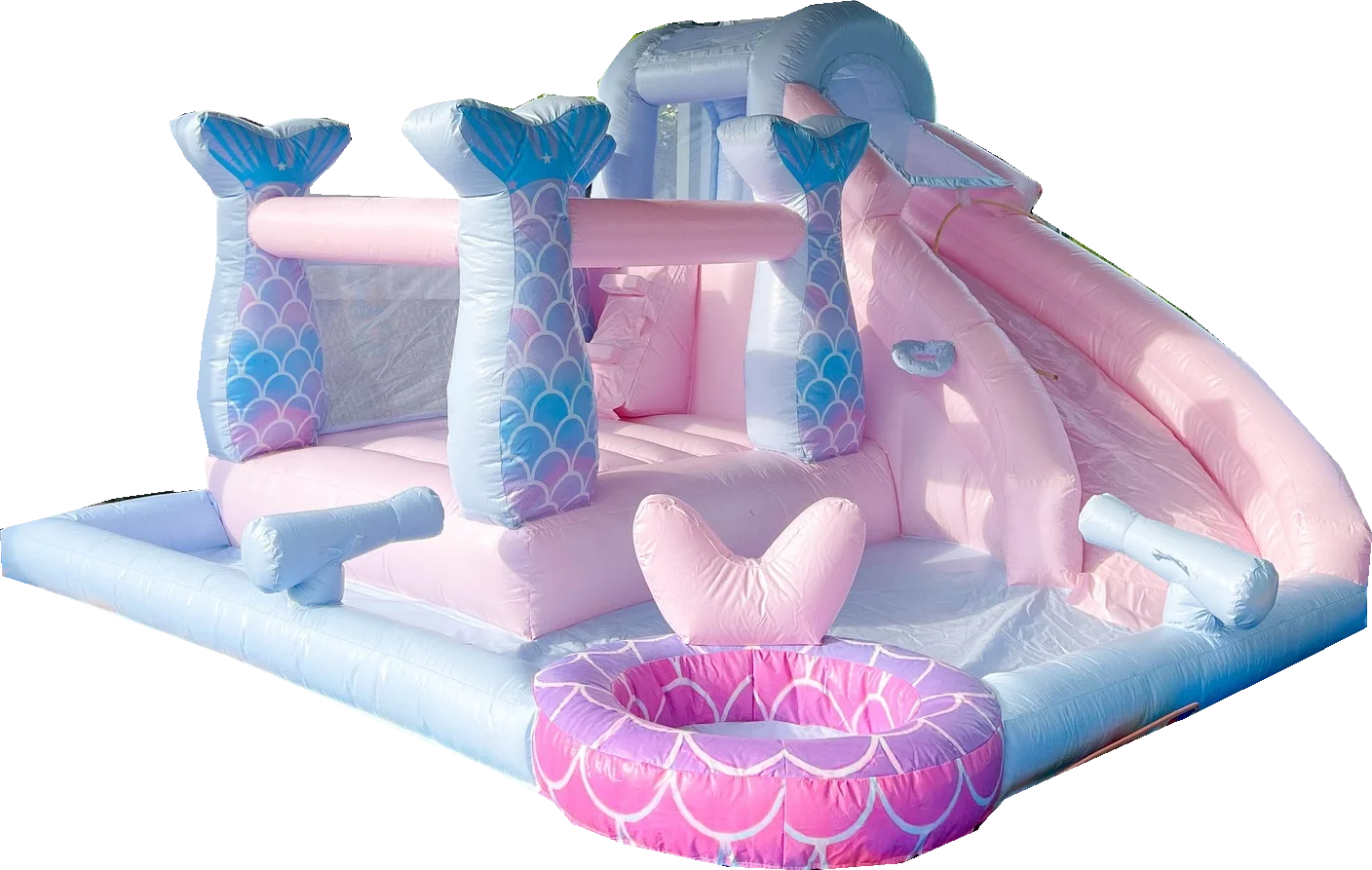 ملعب ترفيهي للأطفال التجاري، لعبة ناعمة مع معدات منزلقة، منزل ترتد أبيض قابل للنفخ مع حفرة كروية للإيجار