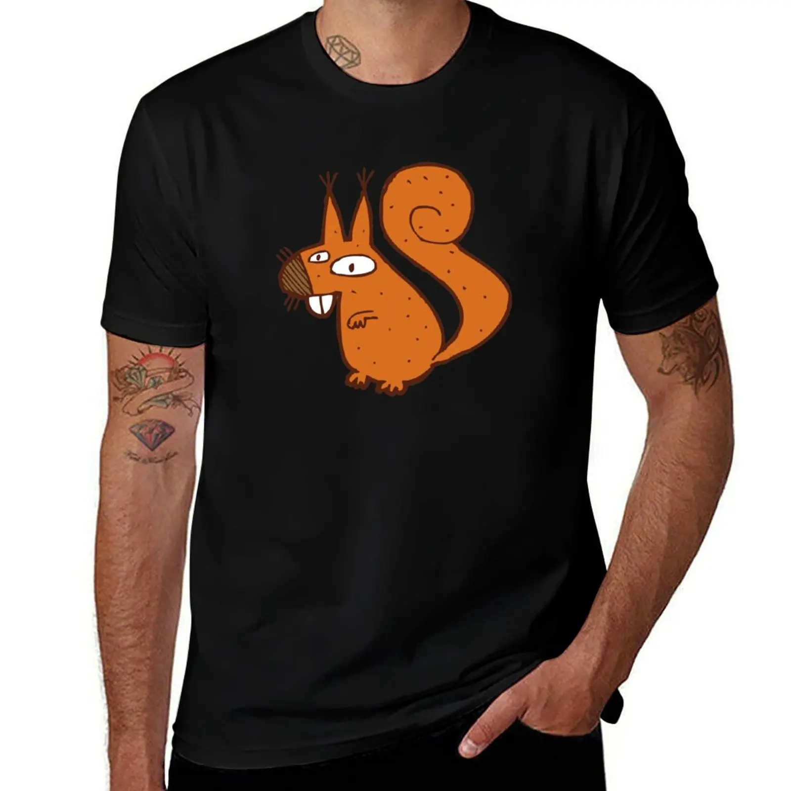 

funny man graphic shirts T-Shirt cotton man squirrel shirts cartoon T-Shirt Cute shirts t cotton t tees 100% for t