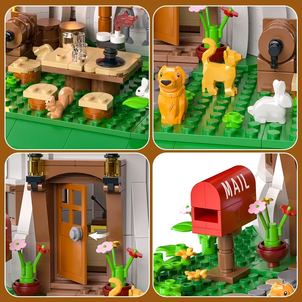 New MOC Fairy Tale Mushroom House Building Blocks Set Village Architecture Micro Mini Bricks Construction Toys