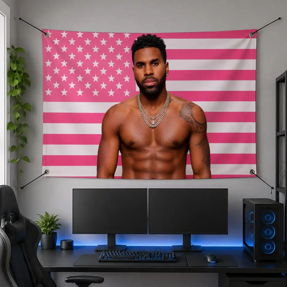 Music Modern Iconic Beloved Awarded Star J-Jason Derulo Flags Flag Banner for Bedroom Dorm Party Home Living Room Game Room Gift