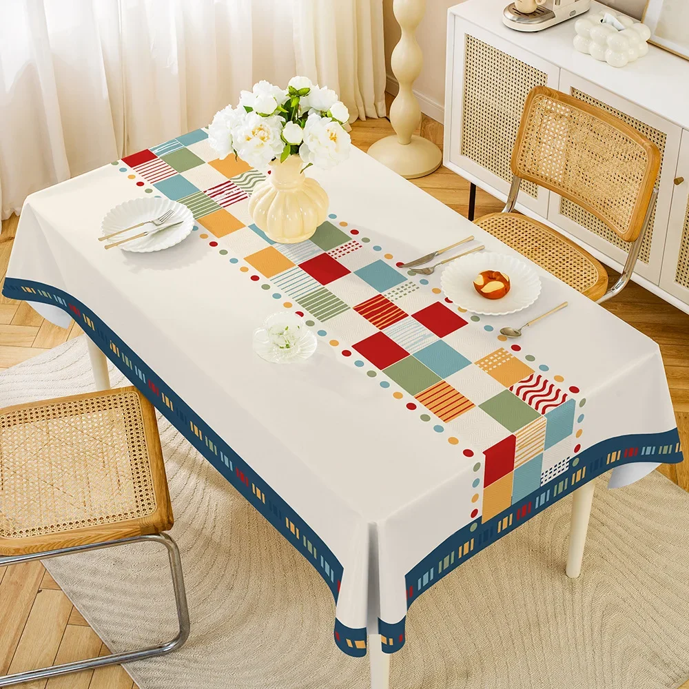 1PC Modern Simple PVC Dining Table Cloth Waterproof Oil-proof Anti-scalding Leave-in Table Cloth Non-slip Thermal Insulation