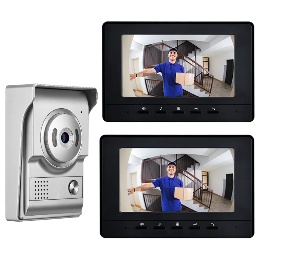 Wired Video Intercom System 7" Video Doorbell Door Phone System HD Camera Kits Support Unlock, Monitoring, Dual-Way Intercom