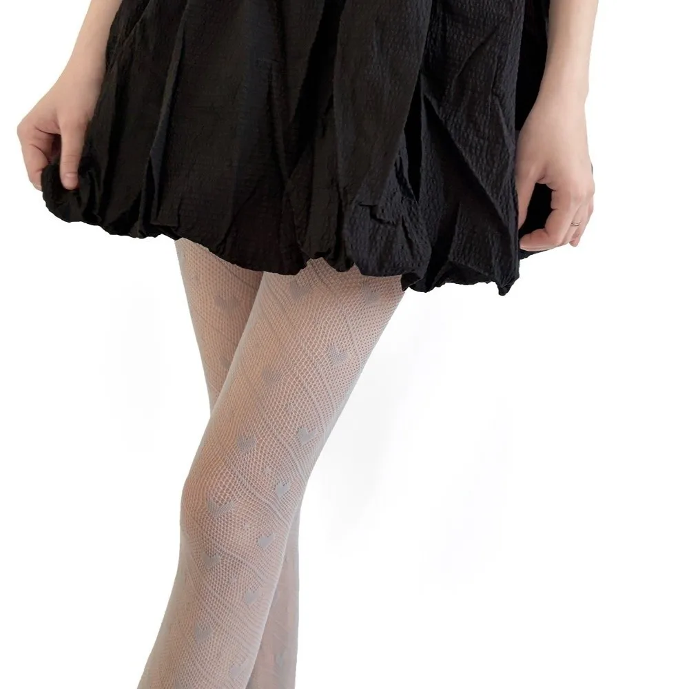 Jacquard Heart Bottomed Stockings Breathable High-elastic Twill Hollowed Out Pantyhose Comfortable Skinny Fit