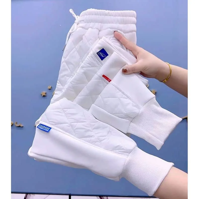 Spodnie haremowe dla kobiet spodnie w stylu vintage koreańska moda Casual zimowe pikowane zagęszczone spodnie dresowe latarniowe Trend odzież damska