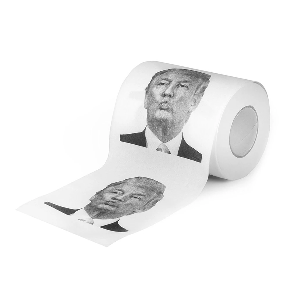 2-10pc humor papel higiênico trump criativo engraçado papel higiênico polpa de madeira pura não-desvanecimento brincadeira banheiro rolo de tecido higiênico