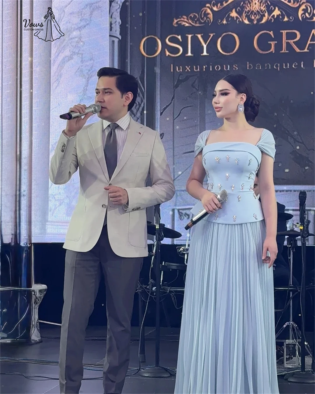 Vows Custom Made ชุดราตรีชุดราตรีหรูหราสําหรับผู้หญิงชุดราตรีหรูหรา 2025 ชีฟองสายลูกปัดเย็บปักถักร้อย Ball Gowns