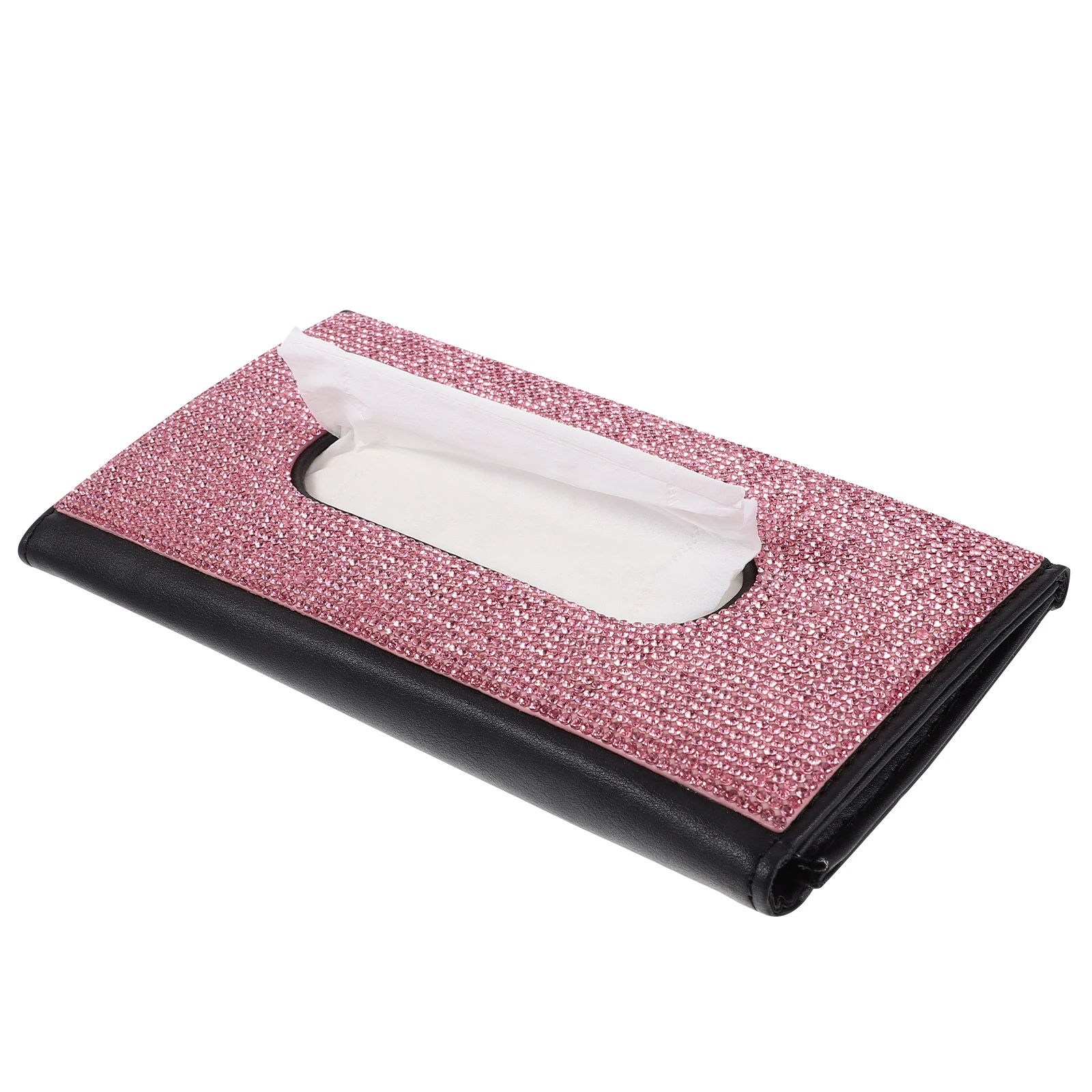 

Sun Visor Tissue Box Premium PU Car Tissue Case Rhinestone Fashionable Car Napkin Box Easy Mount