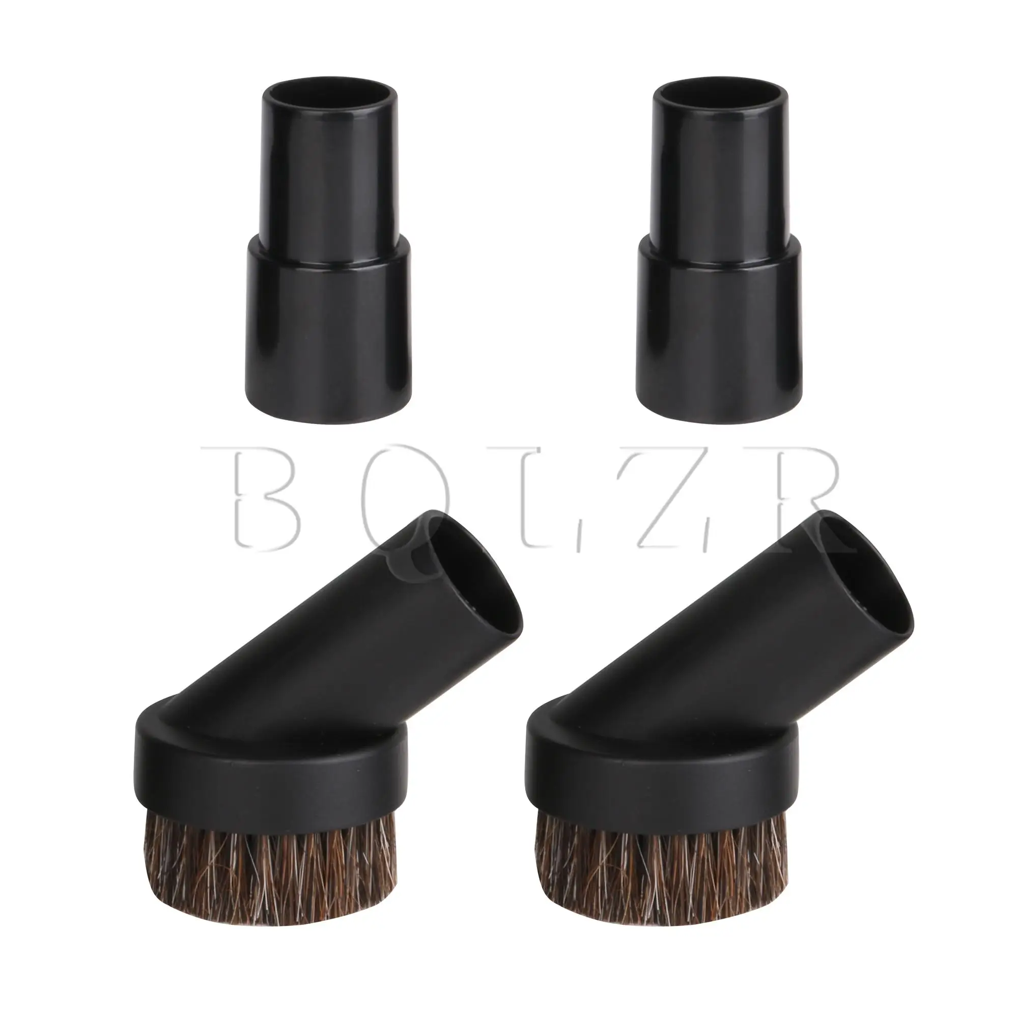 

BQLZR 2 x Round Brush with 25mm Long Soft Horse Hair with 2 x Hose Adapter