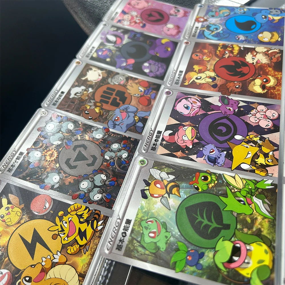 Lot de 9 cartes de jeu TCG de collection, cartes proxy de dessin animé PTCG, cartes énergie, Mew, Bulbasaur, Squirtle, jouets cadeaux de Noël pour enfants