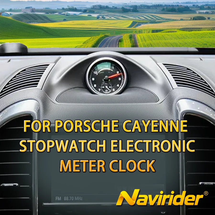 Central Clock Compass Time Electronic Meter For Porsche Cayenne Stopwatch Electronic Meter Clock Upgrade LCD Car Dashboard Clock