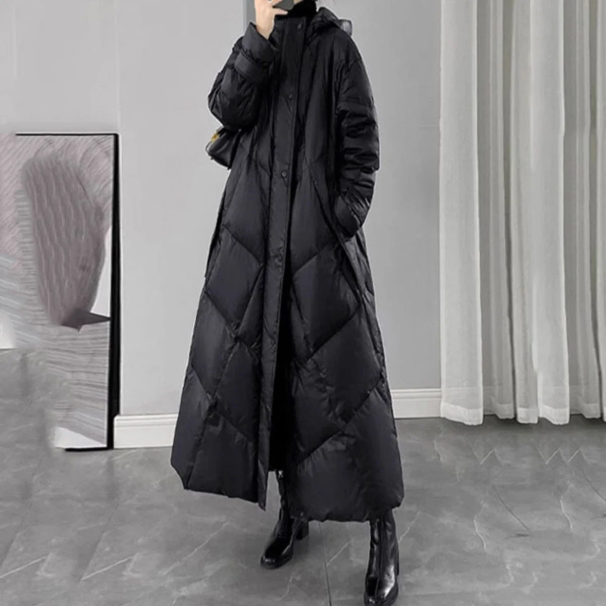 2024 Winter Puffer Coat Womens Long Warm Down Cotton Coat Korean Hodoed Cotton-Padded Coat Women\'s Jacket Female Casual Overcoat