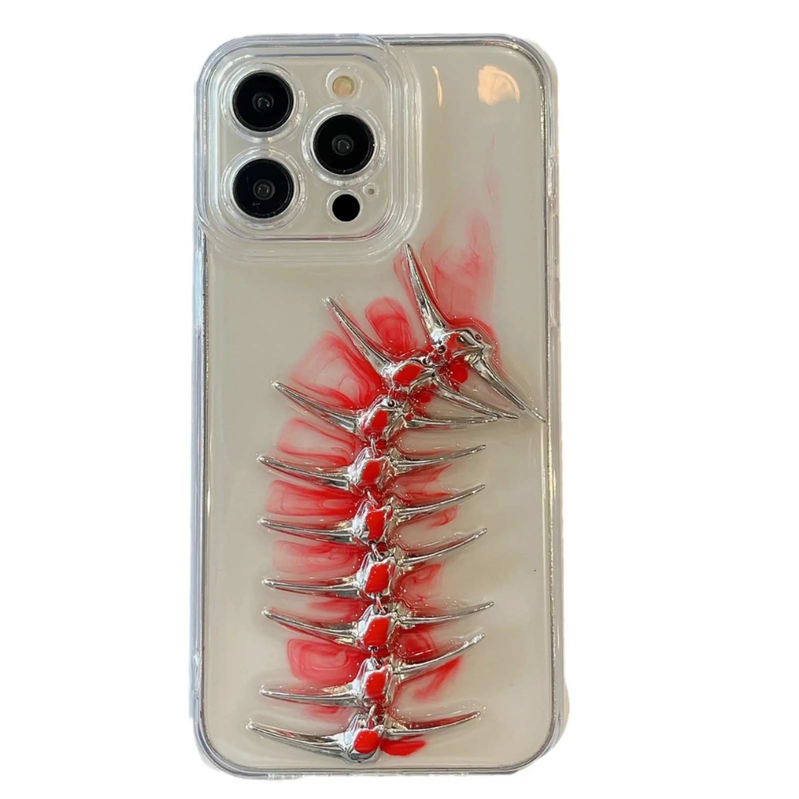 3D Fish Bone Phone Case For iPhone 15 14 Plus 13 12 Pro Max Full Cover