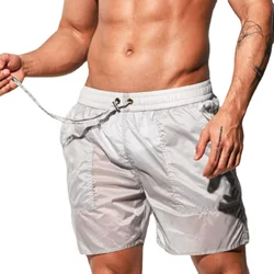 2024 Super Thin Soft Board Shorts Men Swim Shorts Swimwear Swimming Trunks Quick Dry Half Tranparent Beach Surf Short Boardshort