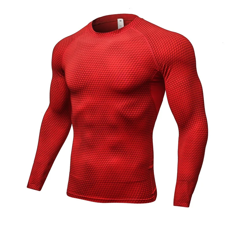 Men\'s Fitness Running Training Long-Sleeved Shirts Tight Elastic Quick-Drying Clothes Gym T-Shirt Workout Athletic Undershirts