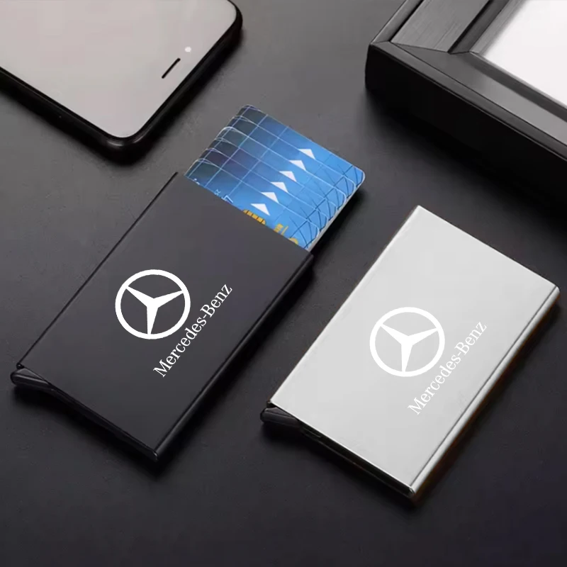 Credit Card Holder Metal Thin Slim Smart Wallet Men Women Wallets For Mercedes Benz S320 W164 W203 W204 W168 C180 E320 A200