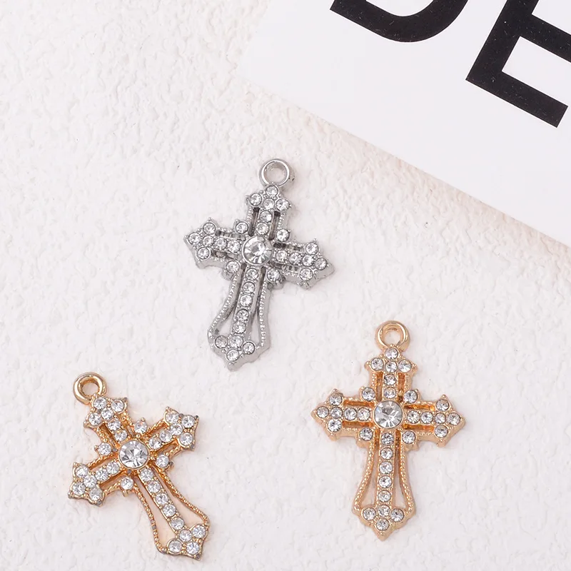 

100Pcs sets cross sweater chain inlaid with crystal pendant DIY jewelry necklace bracelet earrings pendant material accessories