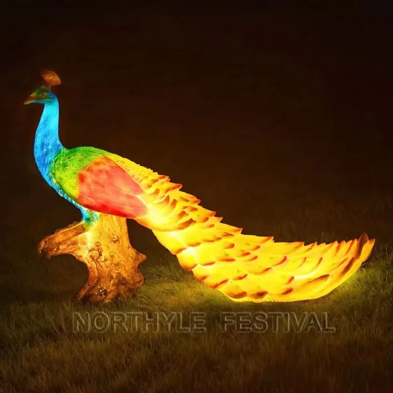 3D Peacock Solar Garden Light Outdoor Warm White LED Swan Lamp IP44 Waterproof Yard Decoration for Ramadan Festival Long