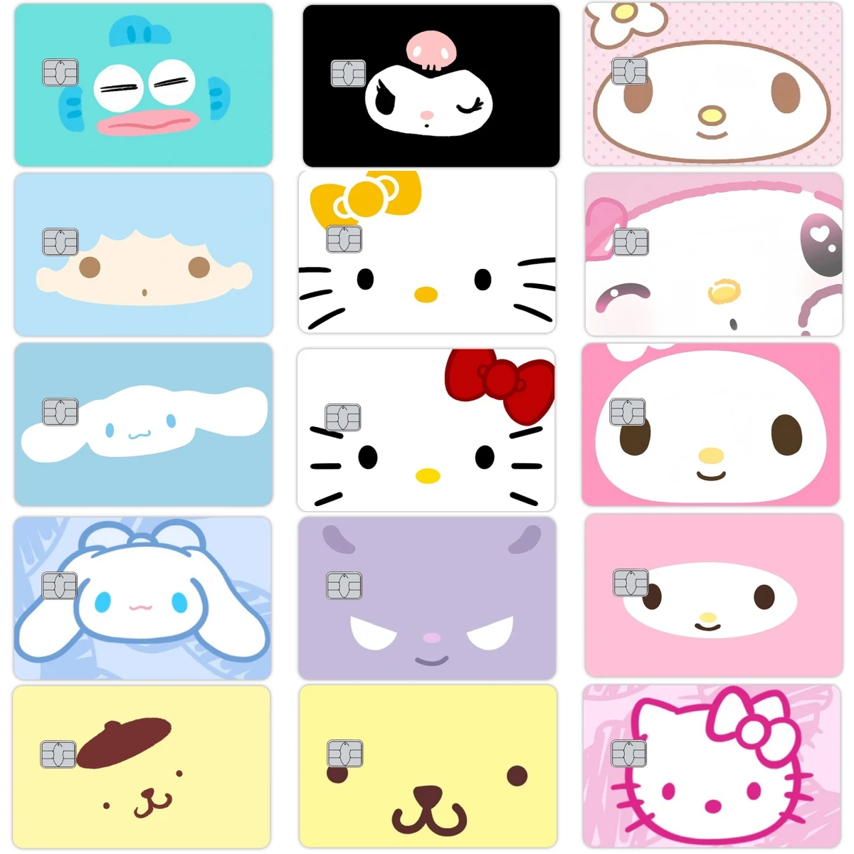 

Kawaii мультфильм Hangyodon аниме кредитная дебетовая карта наклейки Hello Kitty Kuromi My Melody креативная пленка наклейка на кожу передняя сторона