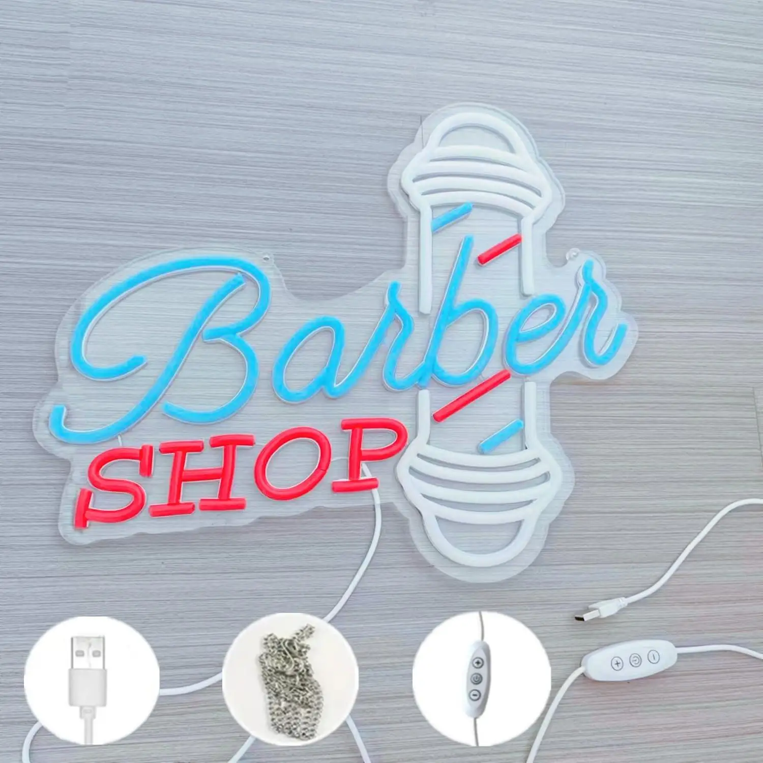 Barber Shop Neon Sign USB Dimmable LED Neon Light for Barber Studio Hair Salon Window Display Neon Wall Art Decoration Gifts