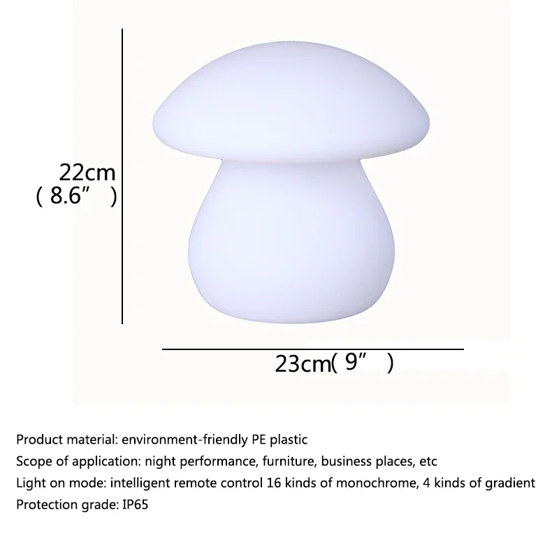 SEAN Cogumelo ao ar livre lâmpadas de gramado com controle remoto branco solar 16 cores luz à prova d'água IP65 para decoração de jardim