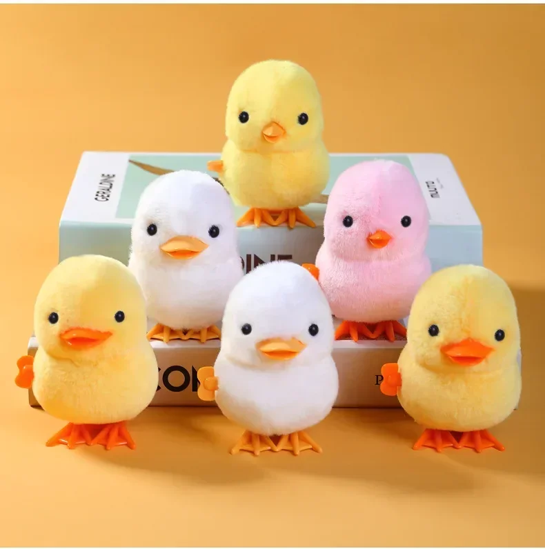 Little Duck Wind Up Toys Jumping Chick Cute Plush Simulation Educational Walking Plush Fur Chicken Interesting-Toys For Kids