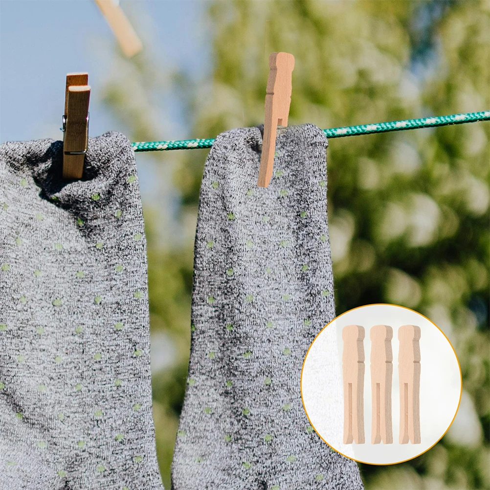 

50 Pcs Wooden Clothespins Clips for Drying Hanging Clamps Baby Pegs Large Laundry Hanger