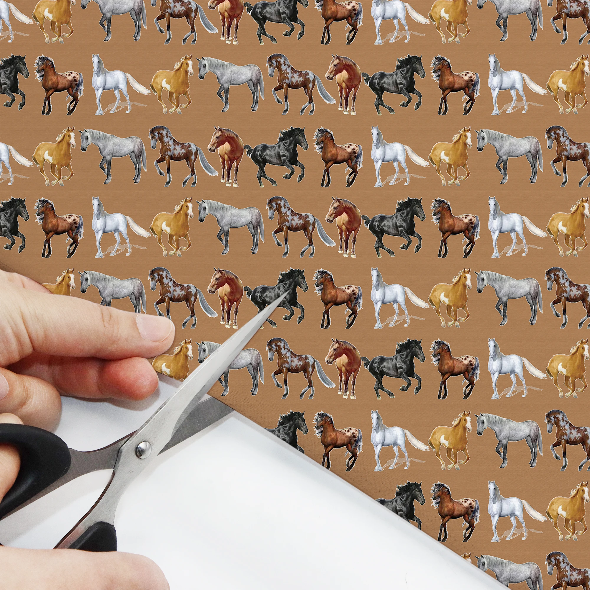 Voorgesneden 1pc paardenpatroon polyester stof, 17,62x19,68inch, voorgesneden quilten materiaal voor doe-het-zelf portemonnee ambachten doe-het-zelf ambachtelijke doek