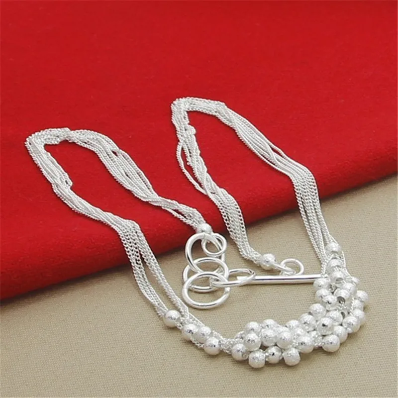 Pendant Necklace 925 Silver Necklace Silver Plated Trendy Jewelry Necklace Sand Balls Jewelry Wholesale Free Shipping N086