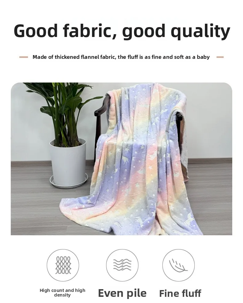 جديد قوس قزح تحلق الحصان الفانيلا بطانية توهج الظلام البوليستر التعادل صبغ طباعة لينة أفخم مكتب واحد ديكور المنزل رمي الراحة