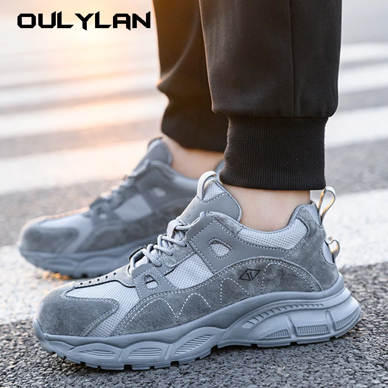 OULYLAN Women's Work Protective Safety Shoes Men Steel Toe Anti Smash Anti Piercing Shoes Fashion Lightweight Sneakers