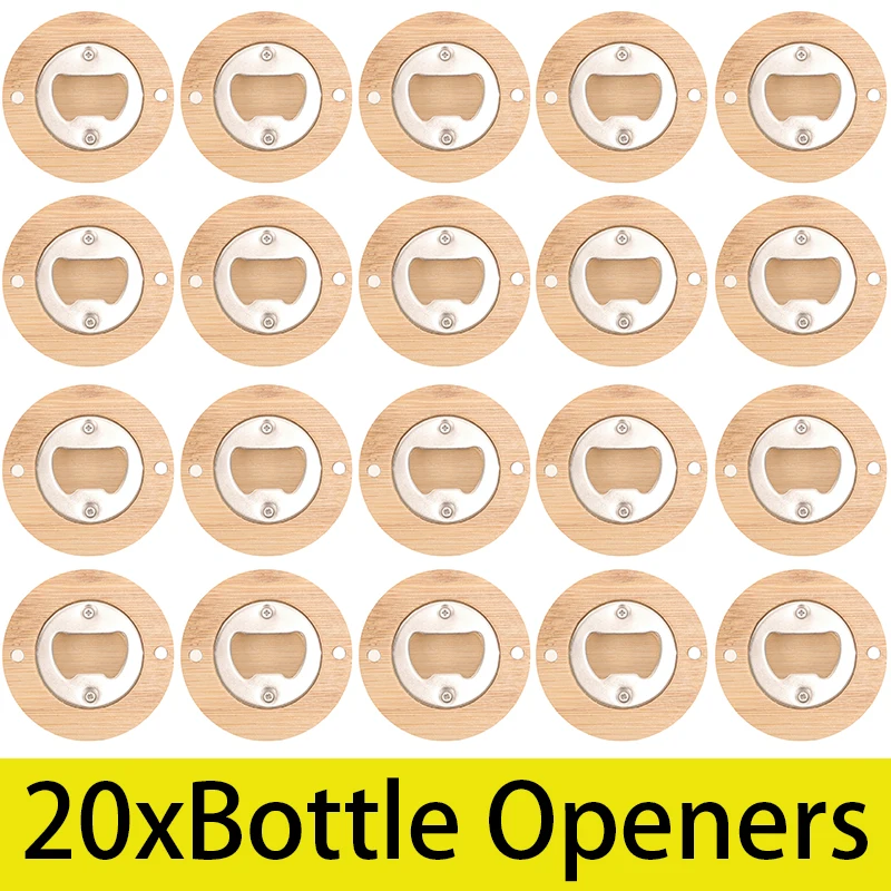 

20Pcs Bamboo Bottle Opener Beer Opener Can Driver Wooden Bottle Opener for Home Kitchens Bars Parties