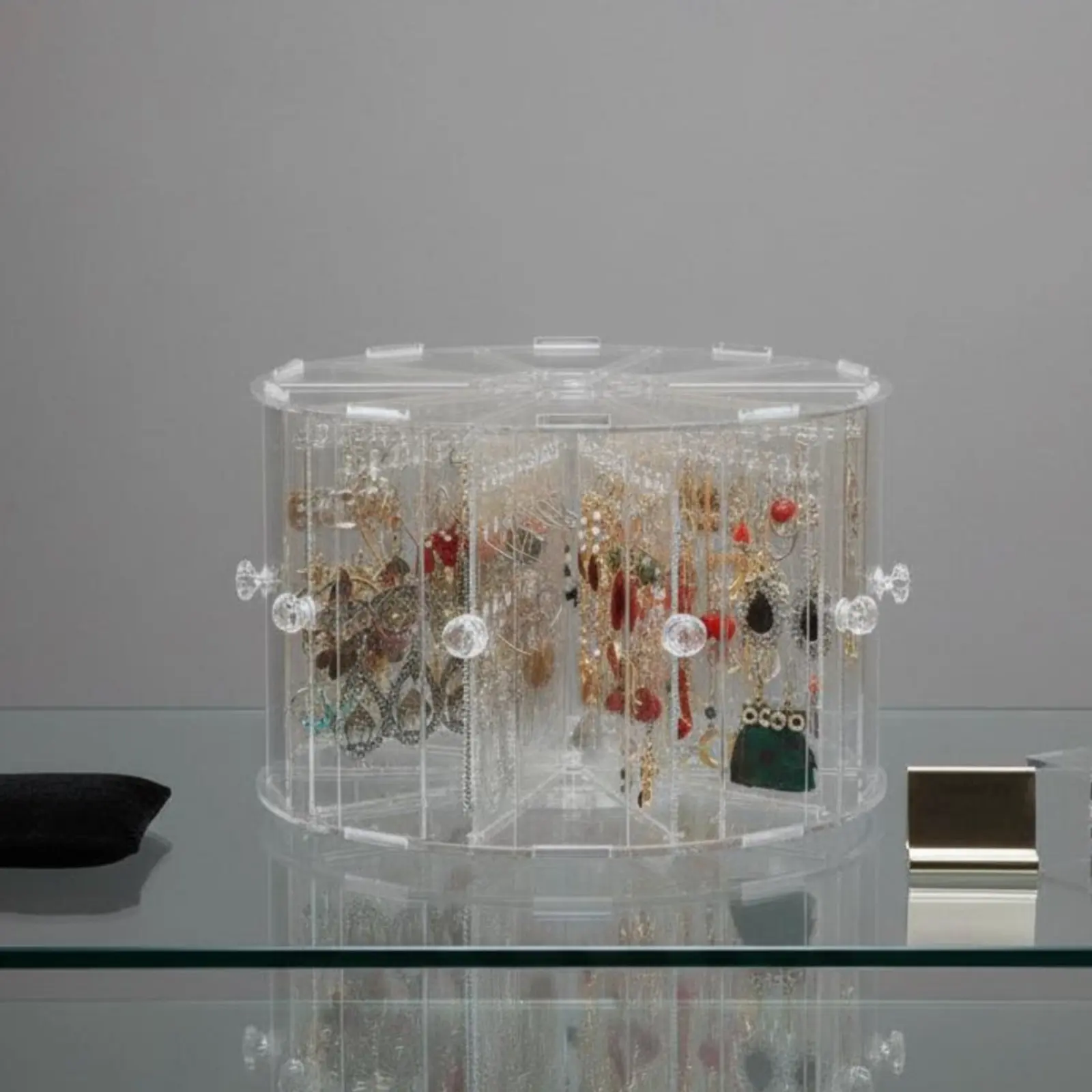 Rotating Earring Stand Large Capacity Rotating Earring Holder Clear Jewelry Rotating Display Transparent Design Display Rack