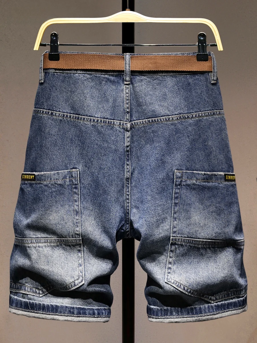 

Мужские джинсы в американском ретро-стиле, свободные прямые брюки до колена, молодежные, трендовые, универсальные, летние