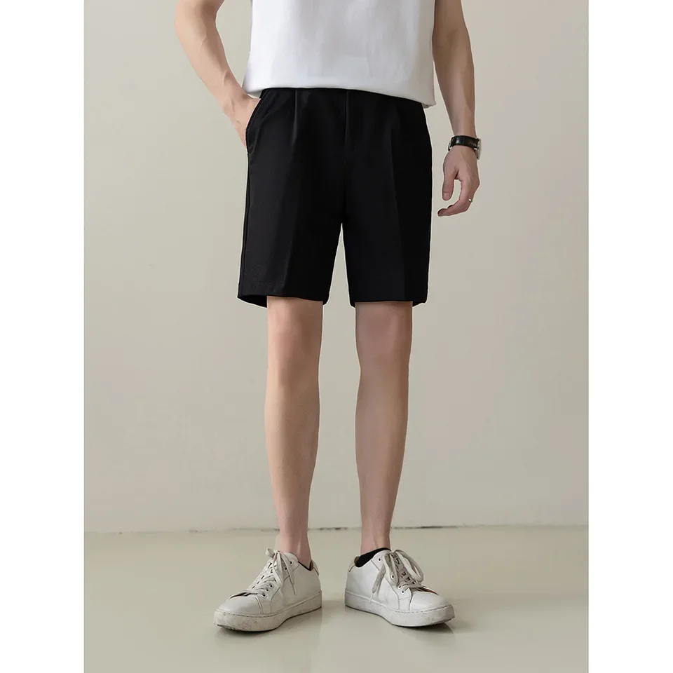 Suit Shorts Men's Summer New Light And Mature Style Korean Version Casual Non-ironing Straight Slim Five-point Pants