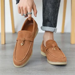 Luxury Brand Social Suede Men Driving Shoes Genuine Leather Casual Shoes Soft Men Loafers Moccasins Slip on Leisure Loafer Shoes