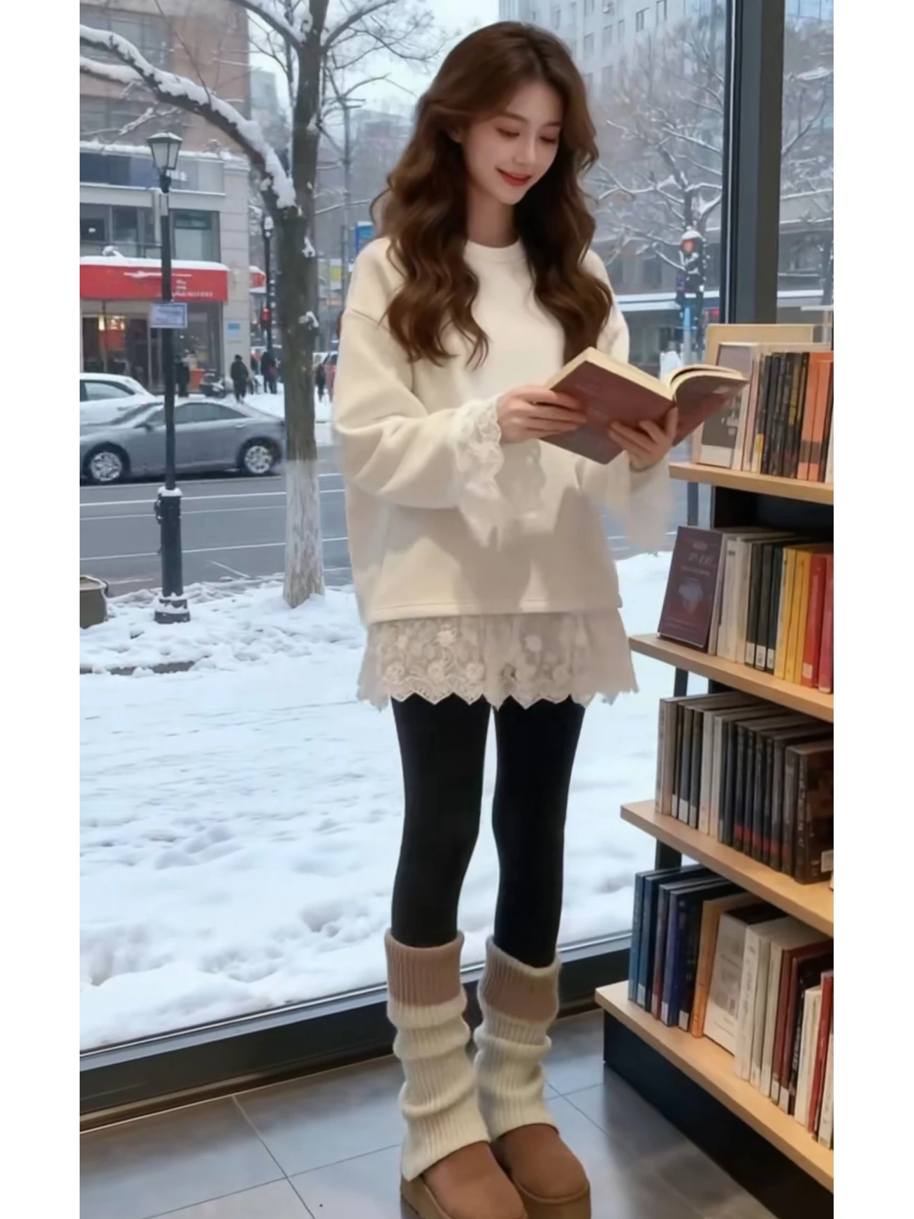 

Женская белая кружевная футболка больших размеров Long Sve Thiened средней длины, внутренняя одежда, базовый топ на осень-зиму, свободный крой